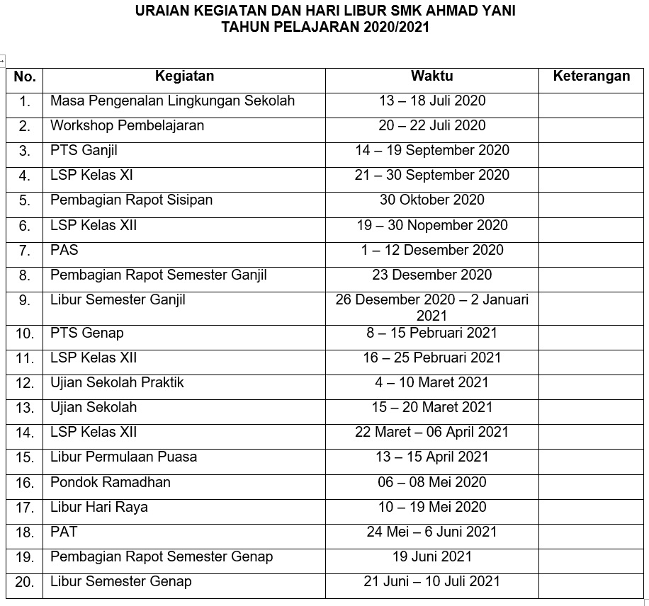 Contoh Agenda Bulanan & Cara Membuat Agenda Bulanan di Ms Word